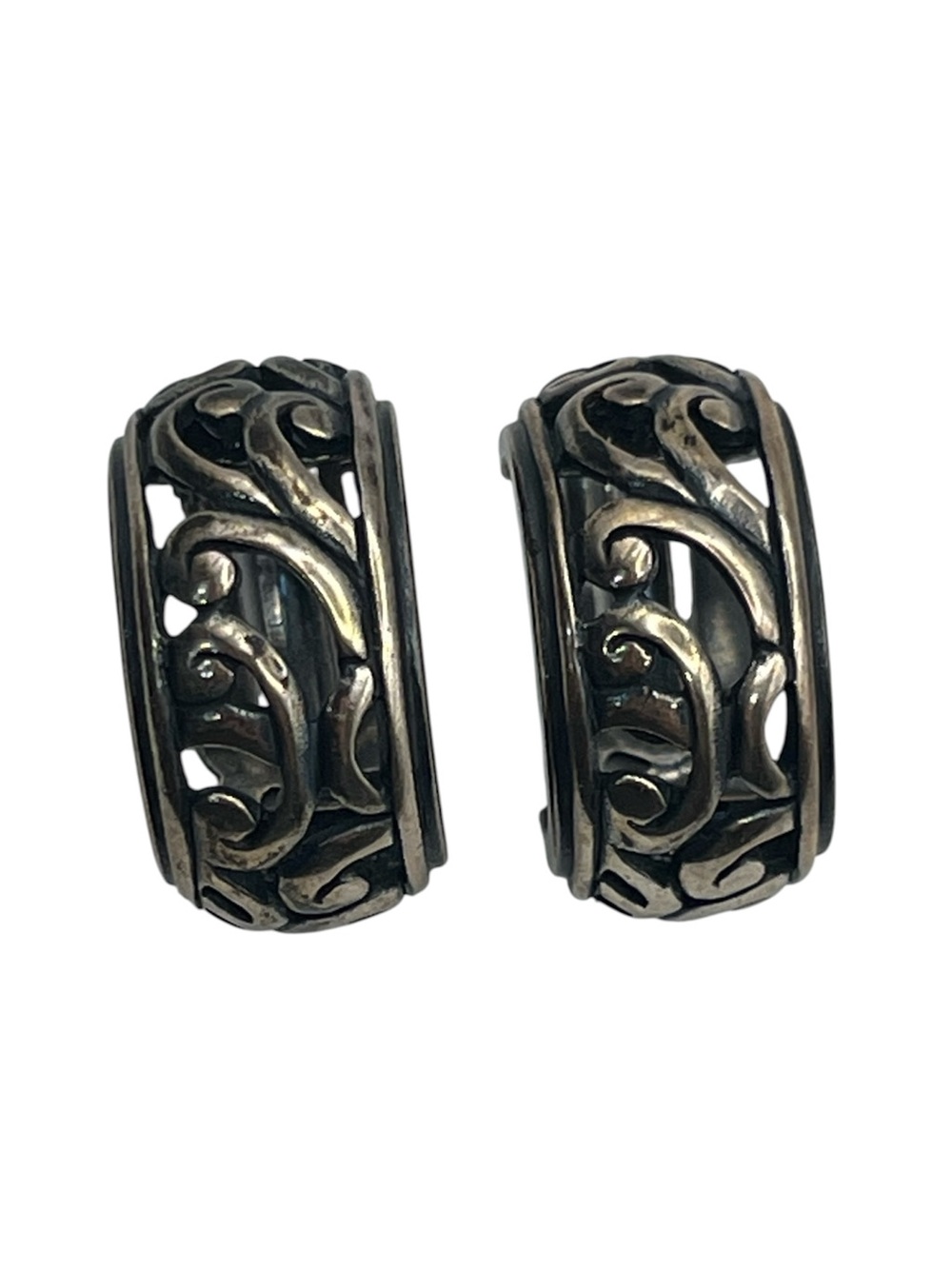 SILPADA C1380 Sterling Silver Clip-On Hoop Filigree Scroll Earrings